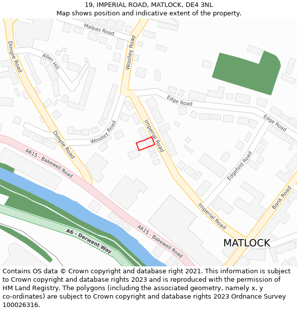 19, IMPERIAL ROAD, MATLOCK, DE4 3NL: Location map and indicative extent of plot