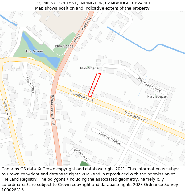 19, IMPINGTON LANE, IMPINGTON, CAMBRIDGE, CB24 9LT: Location map and indicative extent of plot