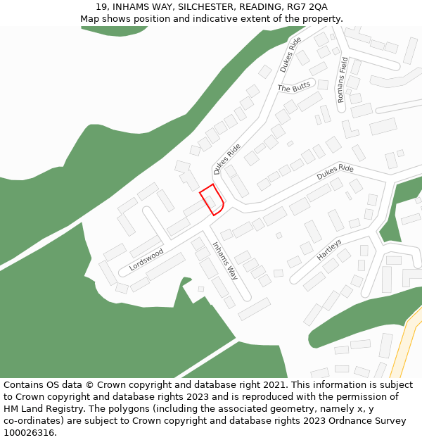 19, INHAMS WAY, SILCHESTER, READING, RG7 2QA: Location map and indicative extent of plot