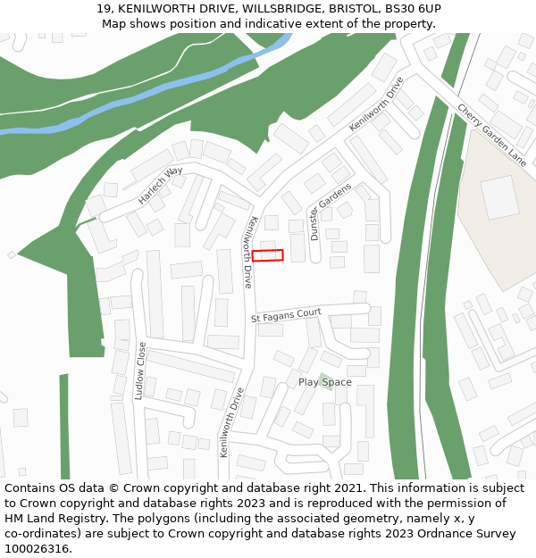 19, KENILWORTH DRIVE, WILLSBRIDGE, BRISTOL, BS30 6UP: Location map and indicative extent of plot