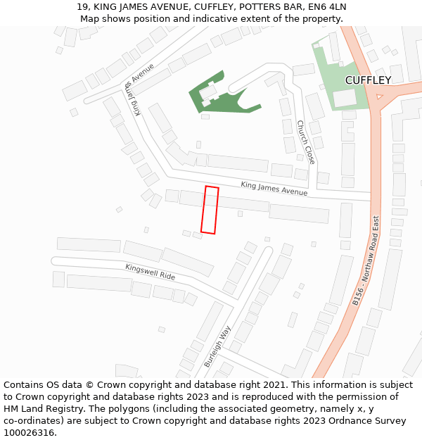 19, KING JAMES AVENUE, CUFFLEY, POTTERS BAR, EN6 4LN: Location map and indicative extent of plot