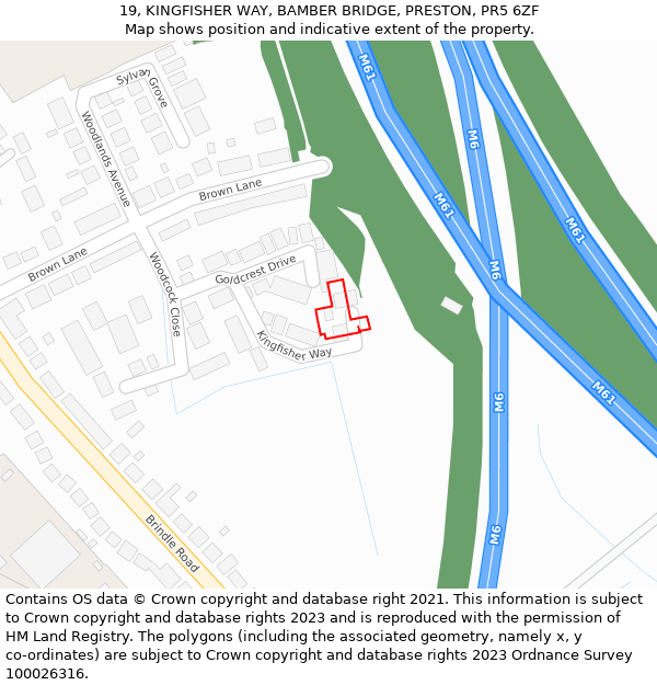 19, KINGFISHER WAY, BAMBER BRIDGE, PRESTON, PR5 6ZF: Location map and indicative extent of plot