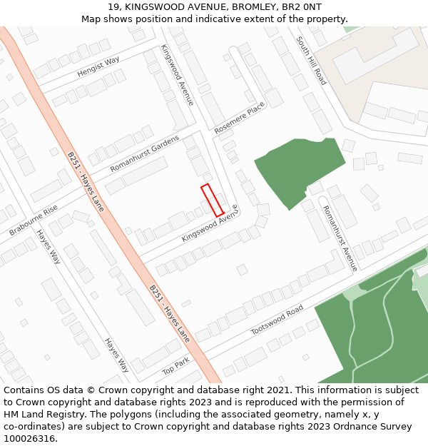 19, KINGSWOOD AVENUE, BROMLEY, BR2 0NT: Location map and indicative extent of plot