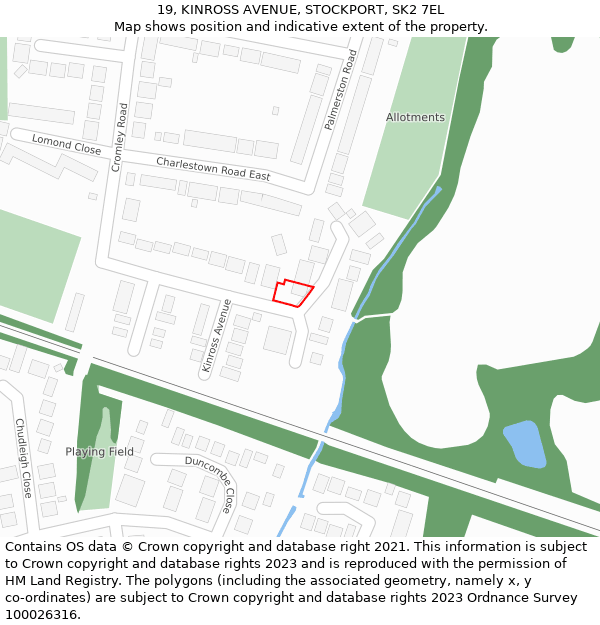 19, KINROSS AVENUE, STOCKPORT, SK2 7EL: Location map and indicative extent of plot
