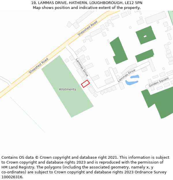 19, LAMMAS DRIVE, HATHERN, LOUGHBOROUGH, LE12 5PN: Location map and indicative extent of plot