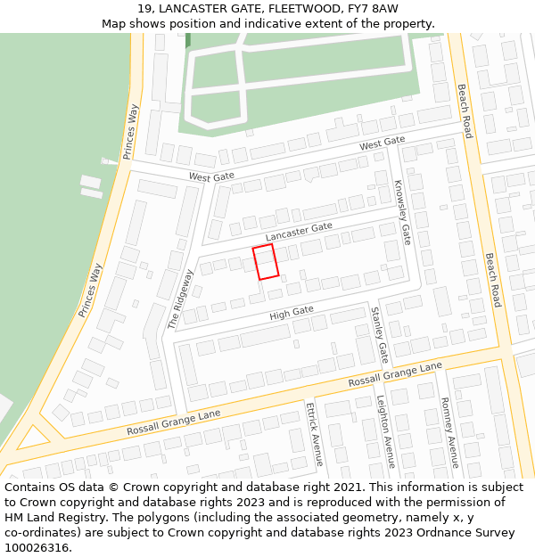 19, LANCASTER GATE, FLEETWOOD, FY7 8AW: Location map and indicative extent of plot