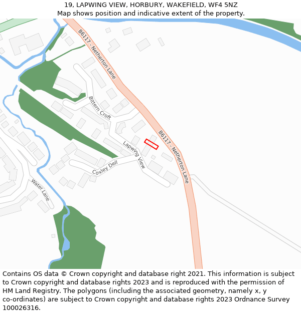 19, LAPWING VIEW, HORBURY, WAKEFIELD, WF4 5NZ: Location map and indicative extent of plot