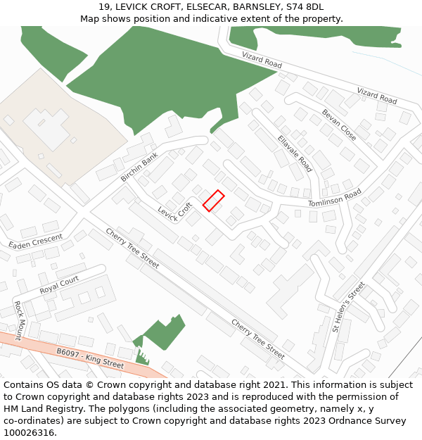 19, LEVICK CROFT, ELSECAR, BARNSLEY, S74 8DL: Location map and indicative extent of plot