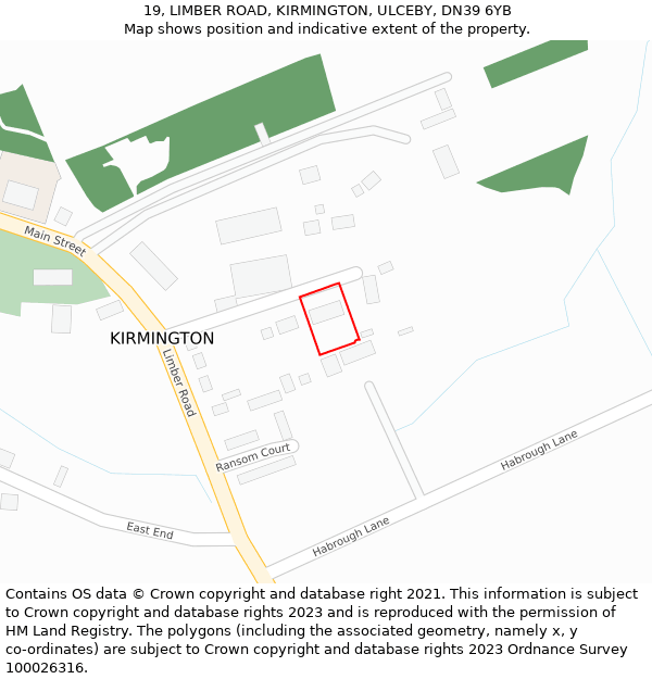 19, LIMBER ROAD, KIRMINGTON, ULCEBY, DN39 6YB: Location map and indicative extent of plot