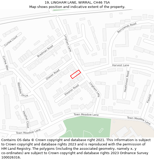 19, LINGHAM LANE, WIRRAL, CH46 7SA: Location map and indicative extent of plot