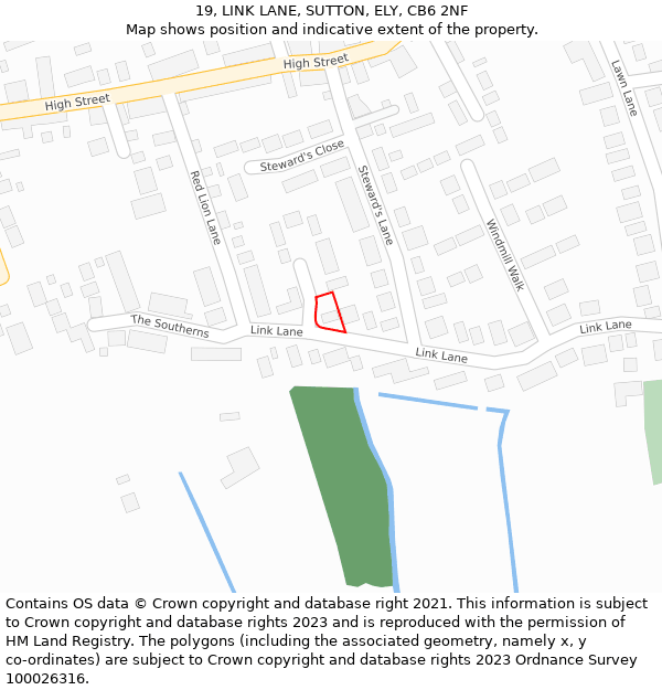 19, LINK LANE, SUTTON, ELY, CB6 2NF: Location map and indicative extent of plot