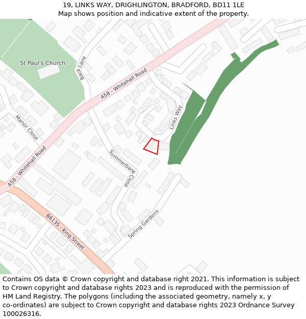 19, LINKS WAY, DRIGHLINGTON, BRADFORD, BD11 1LE: Location map and indicative extent of plot