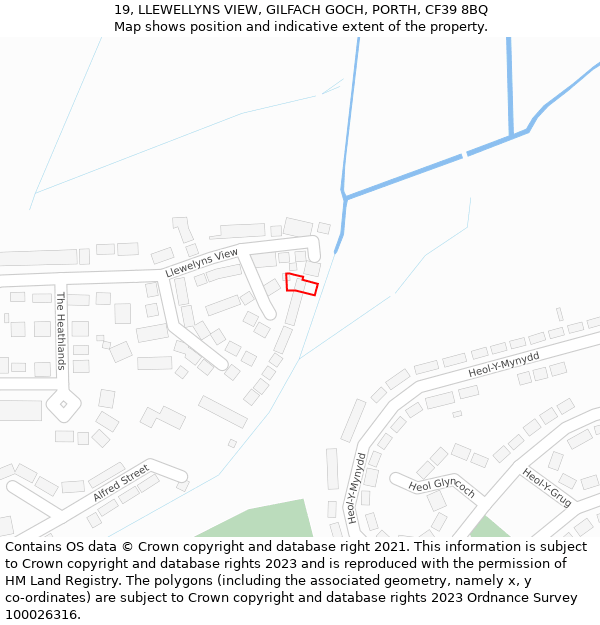 19, LLEWELLYNS VIEW, GILFACH GOCH, PORTH, CF39 8BQ: Location map and indicative extent of plot