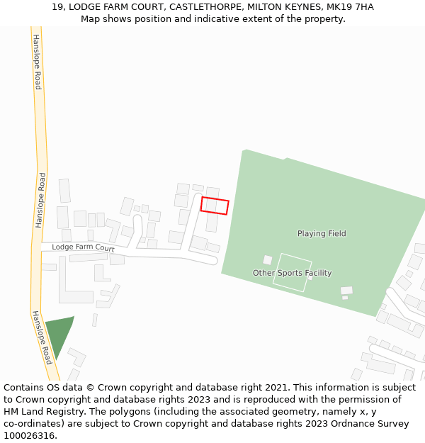 19, LODGE FARM COURT, CASTLETHORPE, MILTON KEYNES, MK19 7HA: Location map and indicative extent of plot