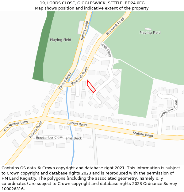 19, LORDS CLOSE, GIGGLESWICK, SETTLE, BD24 0EG: Location map and indicative extent of plot