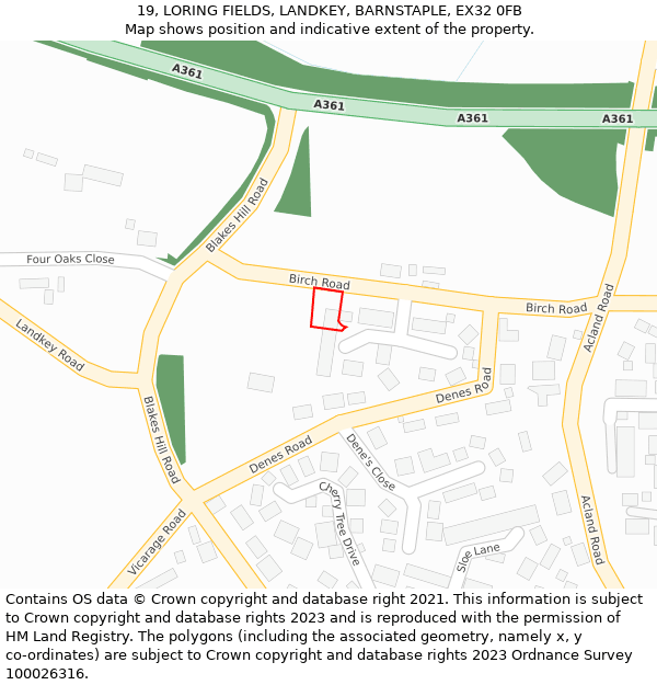 19, LORING FIELDS, LANDKEY, BARNSTAPLE, EX32 0FB: Location map and indicative extent of plot