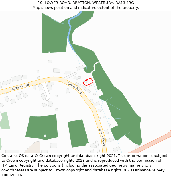 19, LOWER ROAD, BRATTON, WESTBURY, BA13 4RG: Location map and indicative extent of plot