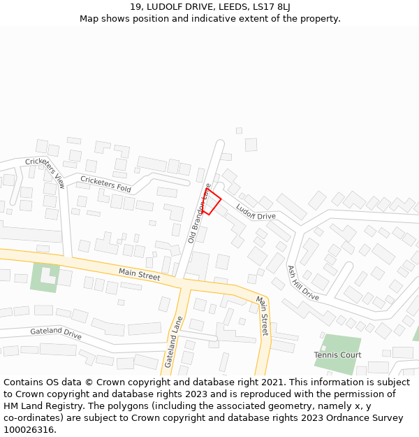 19, LUDOLF DRIVE, LEEDS, LS17 8LJ: Location map and indicative extent of plot