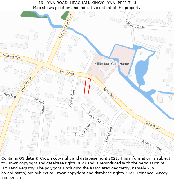 19, LYNN ROAD, HEACHAM, KING'S LYNN, PE31 7HU: Location map and indicative extent of plot