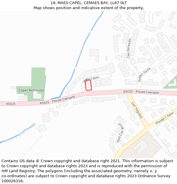 19, MAES CAPEL, CEMAES BAY, LL67 0LT: Location map and indicative extent of plot