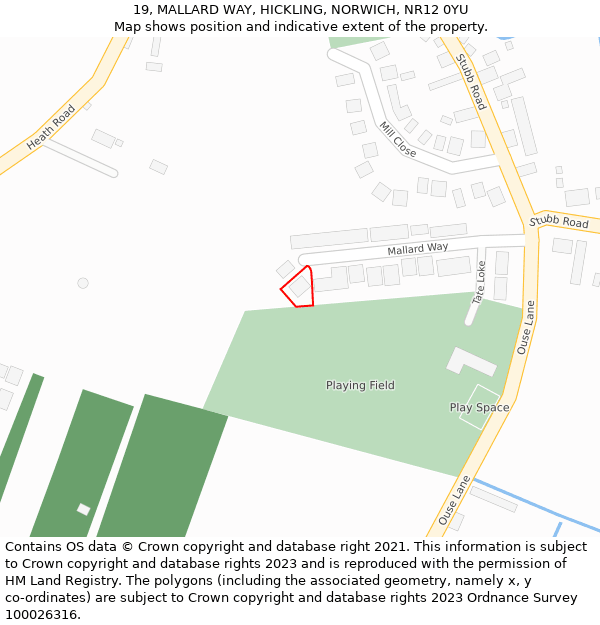 19, MALLARD WAY, HICKLING, NORWICH, NR12 0YU: Location map and indicative extent of plot