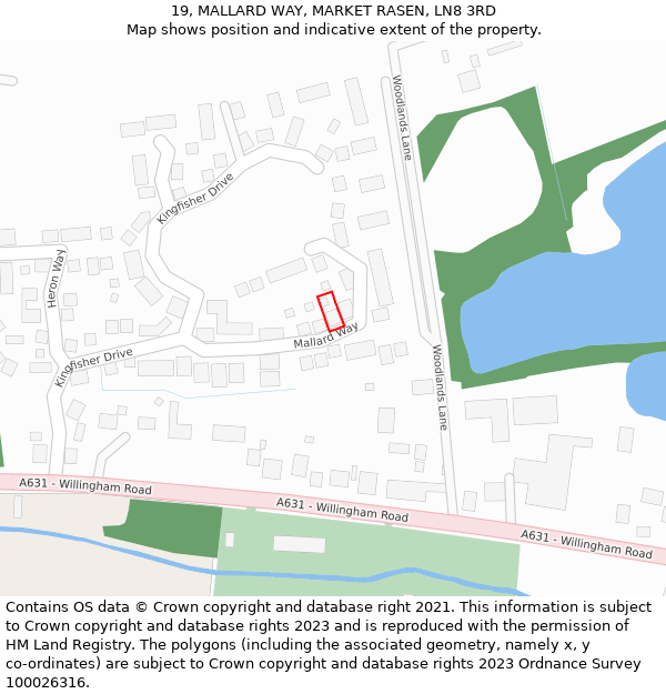 19, MALLARD WAY, MARKET RASEN, LN8 3RD: Location map and indicative extent of plot