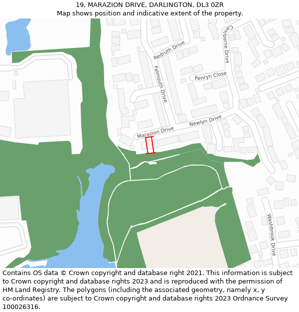 19, MARAZION DRIVE, DARLINGTON, DL3 0ZR: Location map and indicative extent of plot