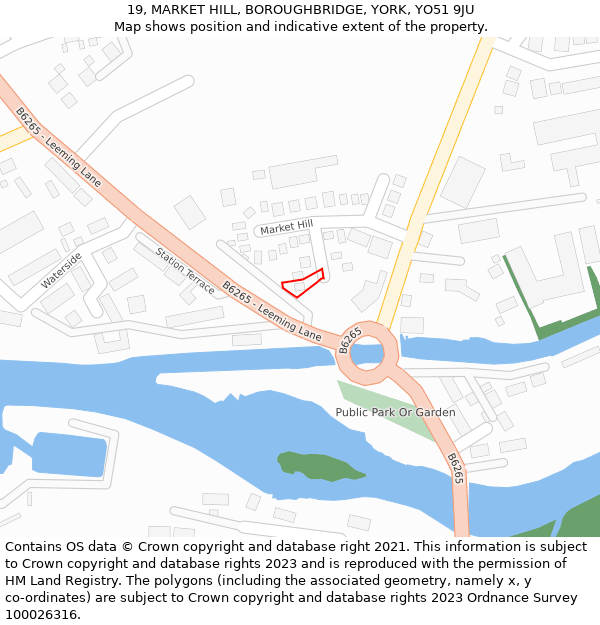 19, MARKET HILL, BOROUGHBRIDGE, YORK, YO51 9JU: Location map and indicative extent of plot