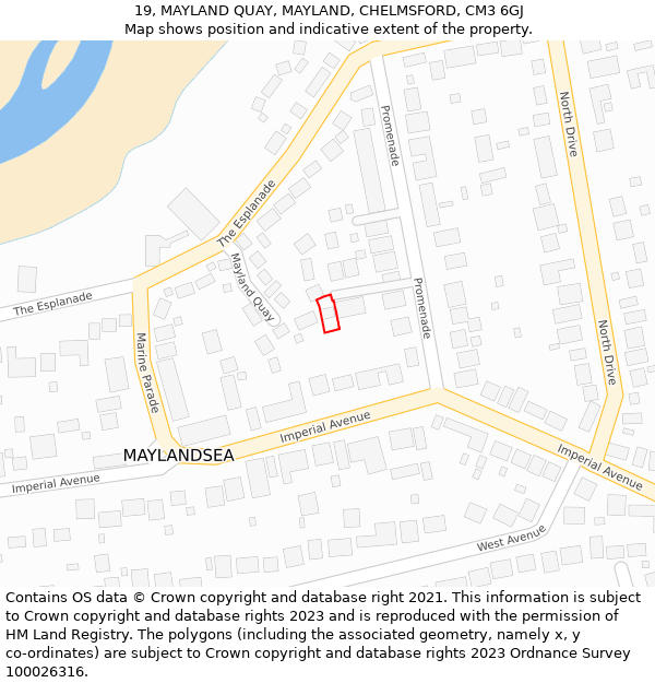 19, MAYLAND QUAY, MAYLAND, CHELMSFORD, CM3 6GJ: Location map and indicative extent of plot