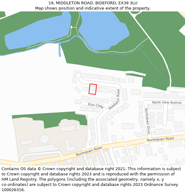 19, MIDDLETON ROAD, BIDEFORD, EX39 3LU: Location map and indicative extent of plot