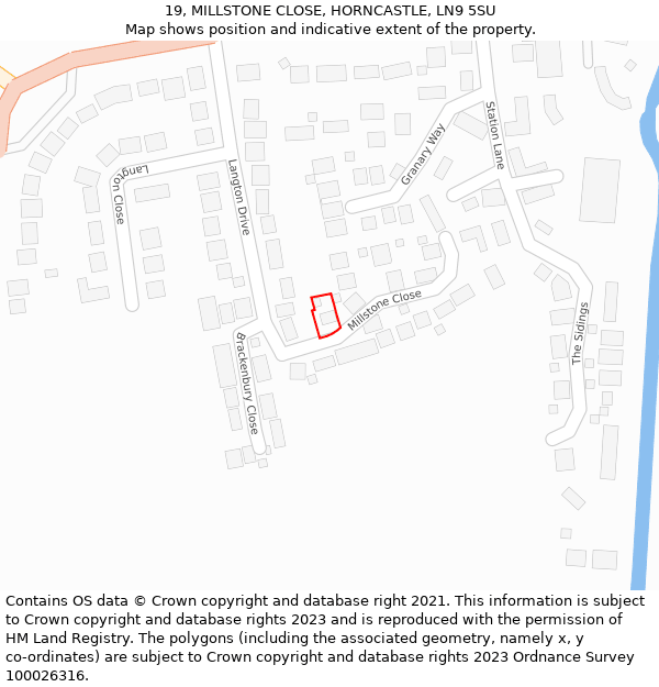 19, MILLSTONE CLOSE, HORNCASTLE, LN9 5SU: Location map and indicative extent of plot