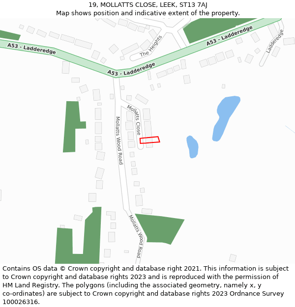 19, MOLLATTS CLOSE, LEEK, ST13 7AJ: Location map and indicative extent of plot