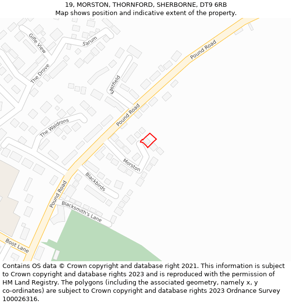 19, MORSTON, THORNFORD, SHERBORNE, DT9 6RB: Location map and indicative extent of plot