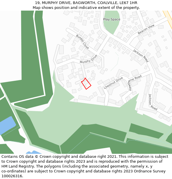 19, MURPHY DRIVE, BAGWORTH, COALVILLE, LE67 1HR: Location map and indicative extent of plot