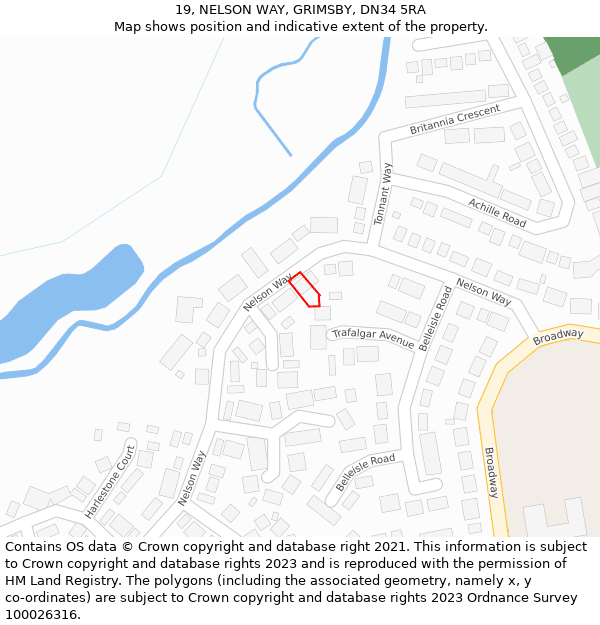 19, NELSON WAY, GRIMSBY, DN34 5RA: Location map and indicative extent of plot