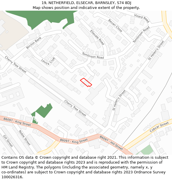 19, NETHERFIELD, ELSECAR, BARNSLEY, S74 8DJ: Location map and indicative extent of plot