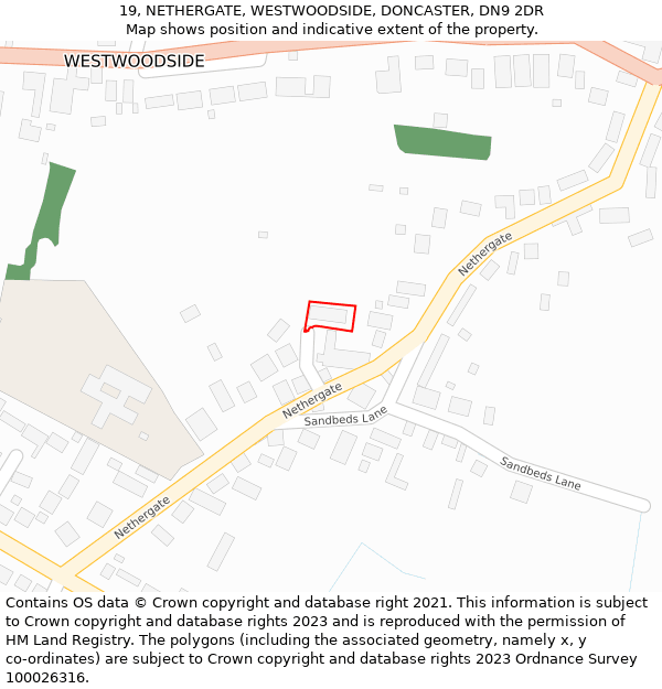 19, NETHERGATE, WESTWOODSIDE, DONCASTER, DN9 2DR: Location map and indicative extent of plot