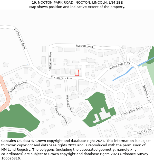 19, NOCTON PARK ROAD, NOCTON, LINCOLN, LN4 2BE: Location map and indicative extent of plot