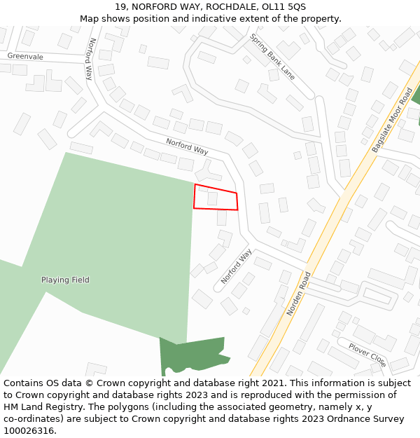 19, NORFORD WAY, ROCHDALE, OL11 5QS: Location map and indicative extent of plot