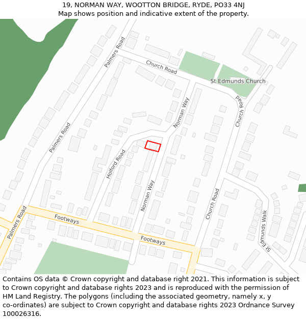 19, NORMAN WAY, WOOTTON BRIDGE, RYDE, PO33 4NJ: Location map and indicative extent of plot