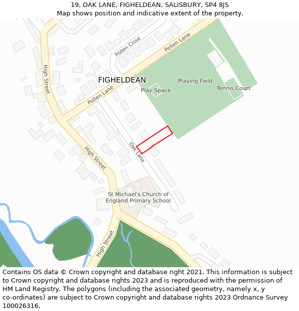 19, OAK LANE, FIGHELDEAN, SALISBURY, SP4 8JS: Location map and indicative extent of plot