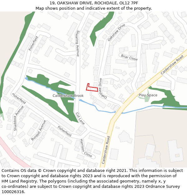 19, OAKSHAW DRIVE, ROCHDALE, OL12 7PF: Location map and indicative extent of plot