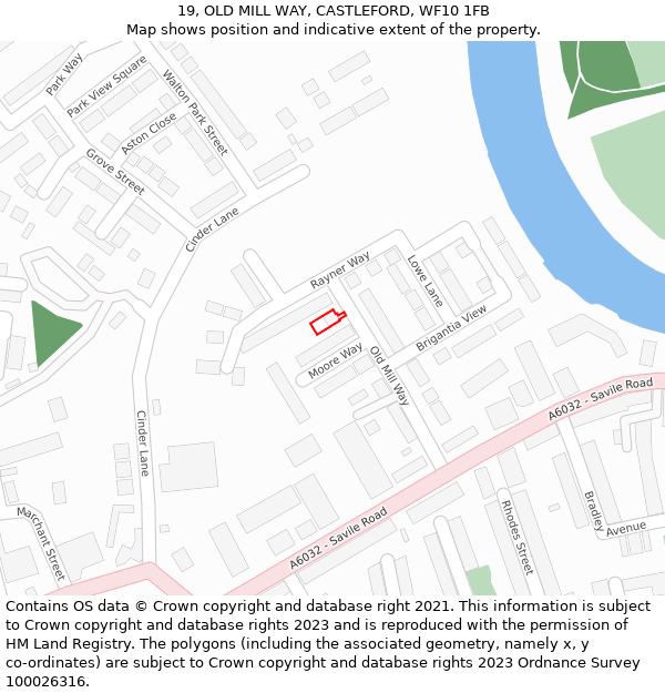 19, OLD MILL WAY, CASTLEFORD, WF10 1FB: Location map and indicative extent of plot