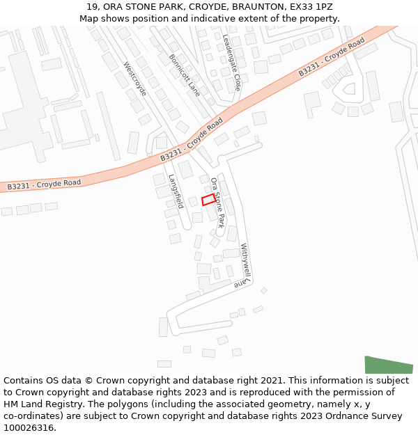 19, ORA STONE PARK, CROYDE, BRAUNTON, EX33 1PZ: Location map and indicative extent of plot