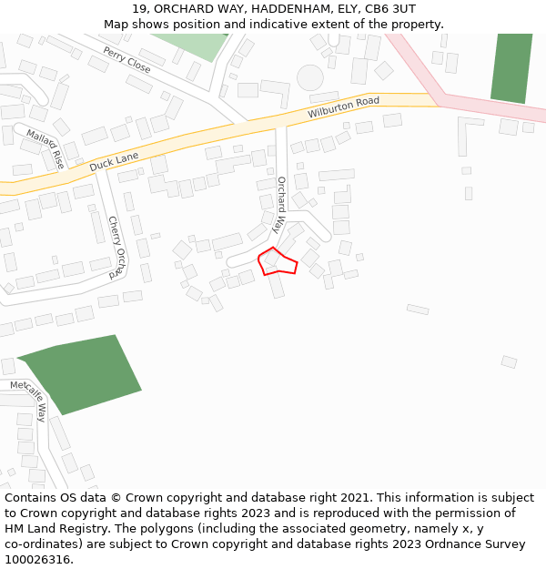 19, ORCHARD WAY, HADDENHAM, ELY, CB6 3UT: Location map and indicative extent of plot