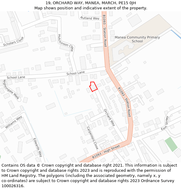 19, ORCHARD WAY, MANEA, MARCH, PE15 0JH: Location map and indicative extent of plot