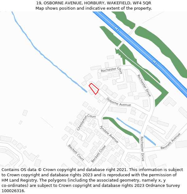 19, OSBORNE AVENUE, HORBURY, WAKEFIELD, WF4 5QR: Location map and indicative extent of plot