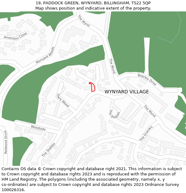 19, PADDOCK GREEN, WYNYARD, BILLINGHAM, TS22 5QP: Location map and indicative extent of plot