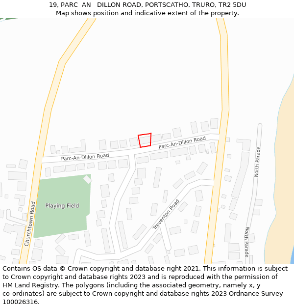 19, PARC  AN   DILLON ROAD, PORTSCATHO, TRURO, TR2 5DU: Location map and indicative extent of plot