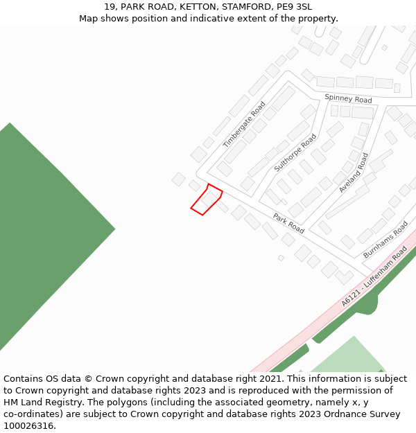 19, PARK ROAD, KETTON, STAMFORD, PE9 3SL: Location map and indicative extent of plot